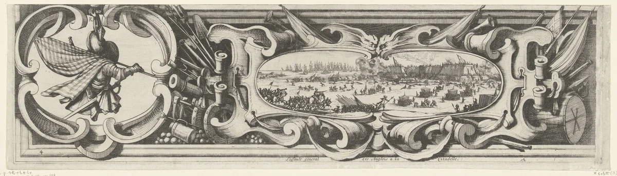 Beleg van Saint Martin op het Île de Ré, juli-november 1627 (randwerk, deel linksonder) by Jacques Callot, print, 1629-1631