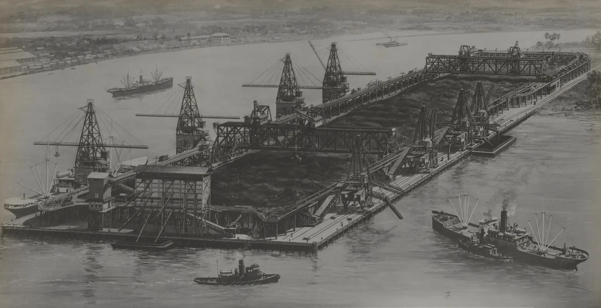 Cristobal Coaling Station from the Bay (copy of drawing) by Unidentified Photographer, photograph, 1904