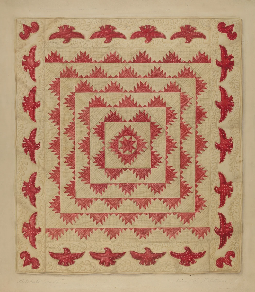 Patchwork Quilt with Eagles by Daniel Fletcher, index of american design, 1938