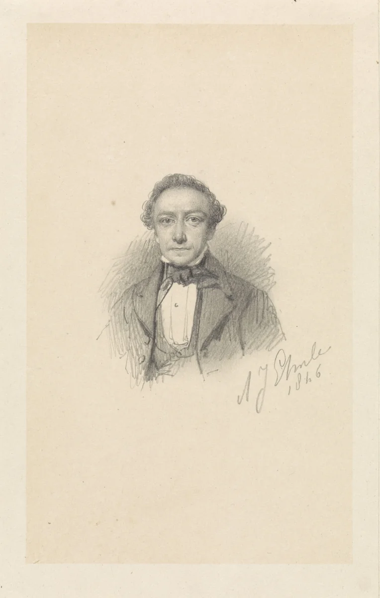 Portret van Frans Breuhaus de Groot by Adrianus Johannes Ehnle, drawing, 1846