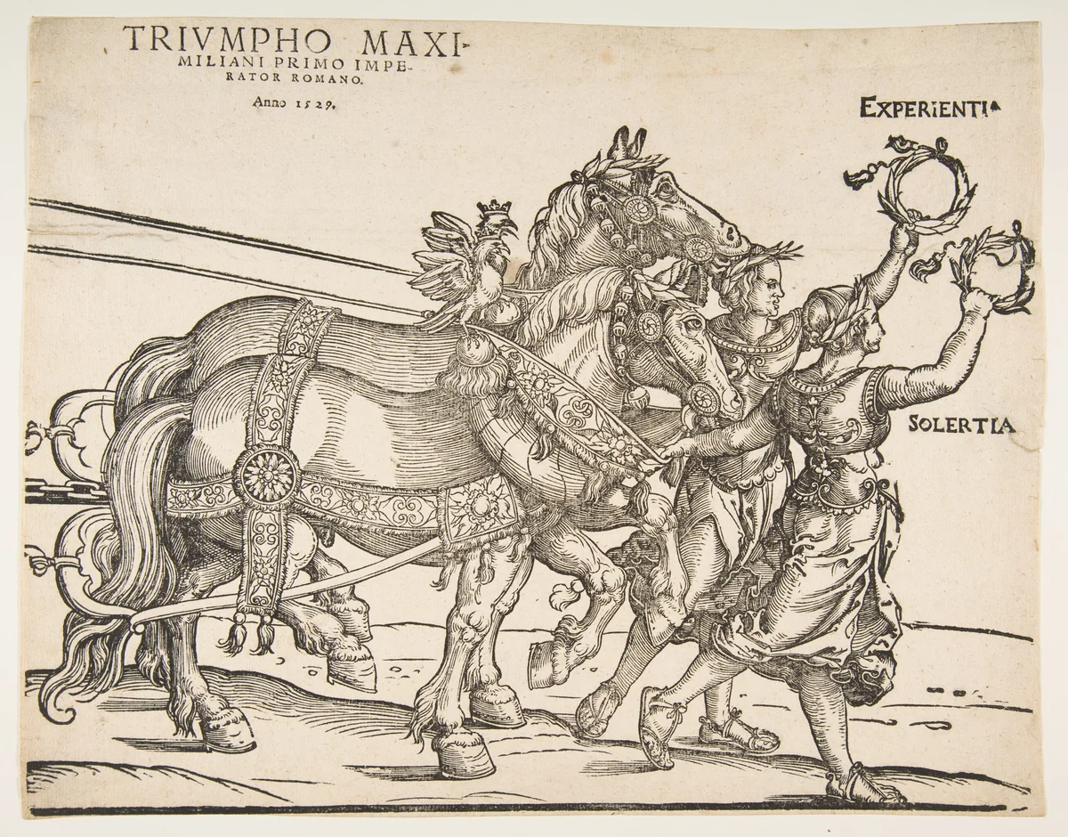 The Great Triumphal Car, eight sheet by Albrecht Dürer, print, 1485-1600
