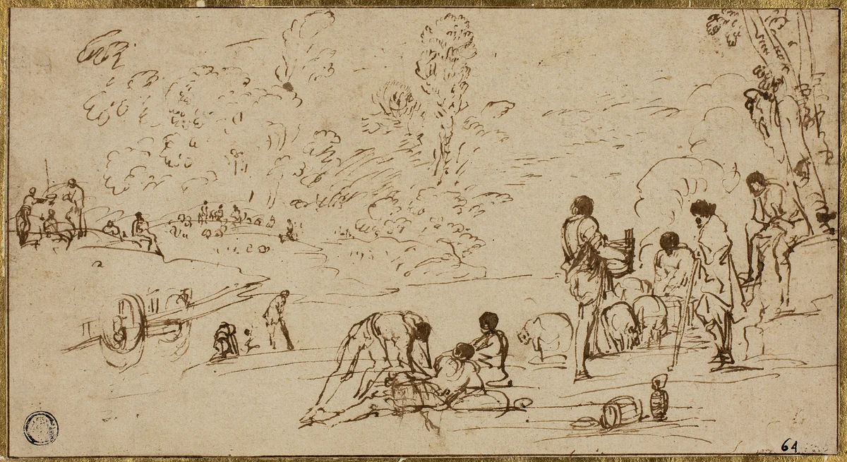 Group of Figures by a River by Agostino Tassi
Annibale Carracci, drawing, 1580-1644