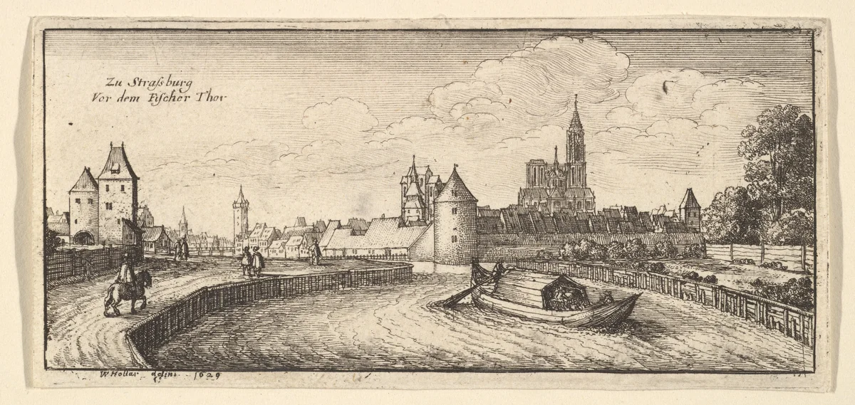 Strasbourg, from "German Views" by Wenceslaus Hollar, print, 1663-1665