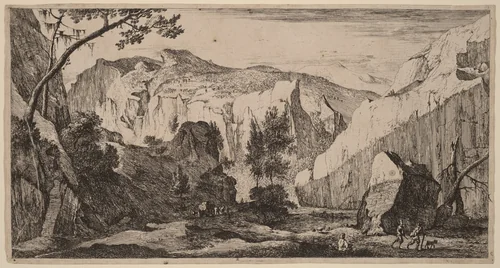 Rocky Landscape: pl.2 by Roelant Roghman; Melchior Küsel, print, 1627-1692
