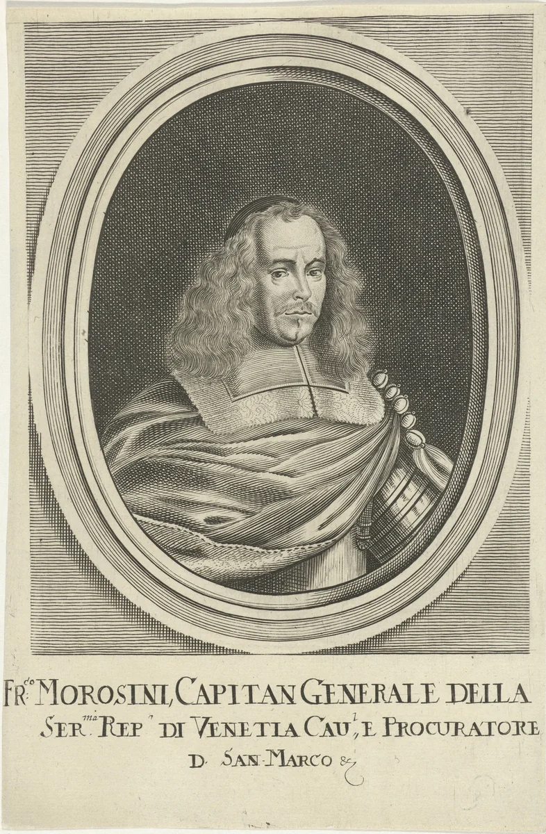 Portret van Francesco Morosini by Johann Friedrich Leonard, print, 1643-1680