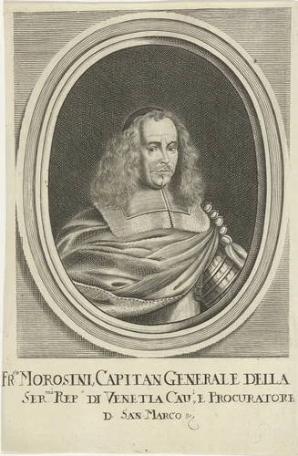Portret van Francesco Morosini by Johann Friedrich Leonard, print, 1643-1680