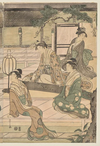 The Matsukaze Chapter of the Tale of Genji (from the series The Tale of Genji in Elegant Modern Dress) by Chōbunsai Eishi (鳥文斎栄之), print, 1786-1796