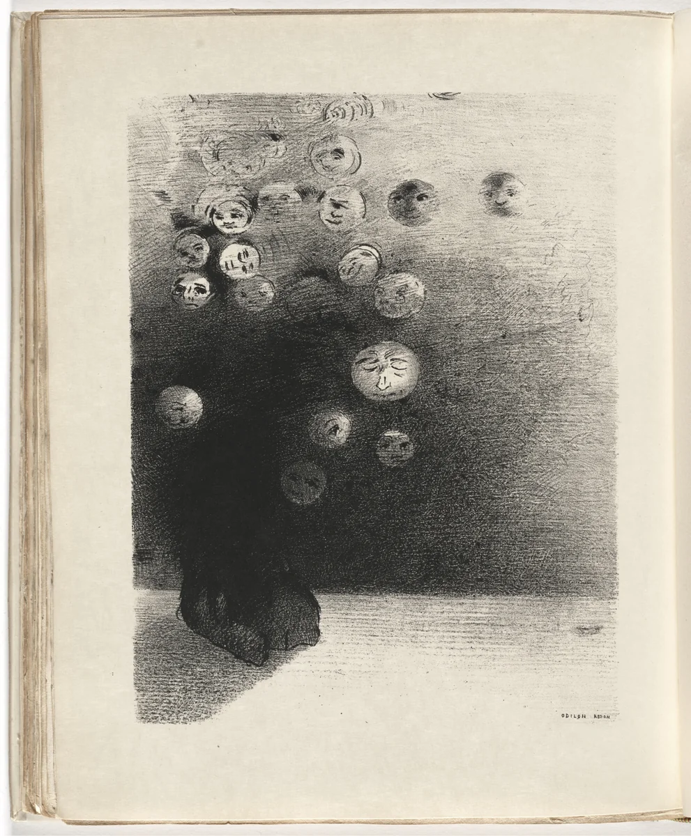 Why Should There Not Exist a World Composed of Invisible, Odd, Fantastic, Embryonic Beings? (Pourquoi n'existerait-il pas un monde composé d'êtres invisibles, bizarres, fantastiques, embryonnaires?) (plate) from Le Juré by Odilon Redon, illustrated book, 1887