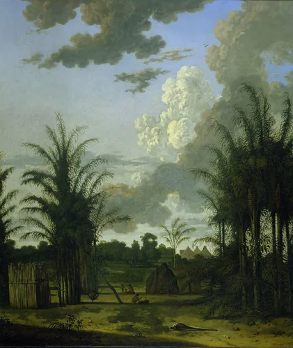Plantage in Suriname by Dirk Valkenburg, painting, 1707