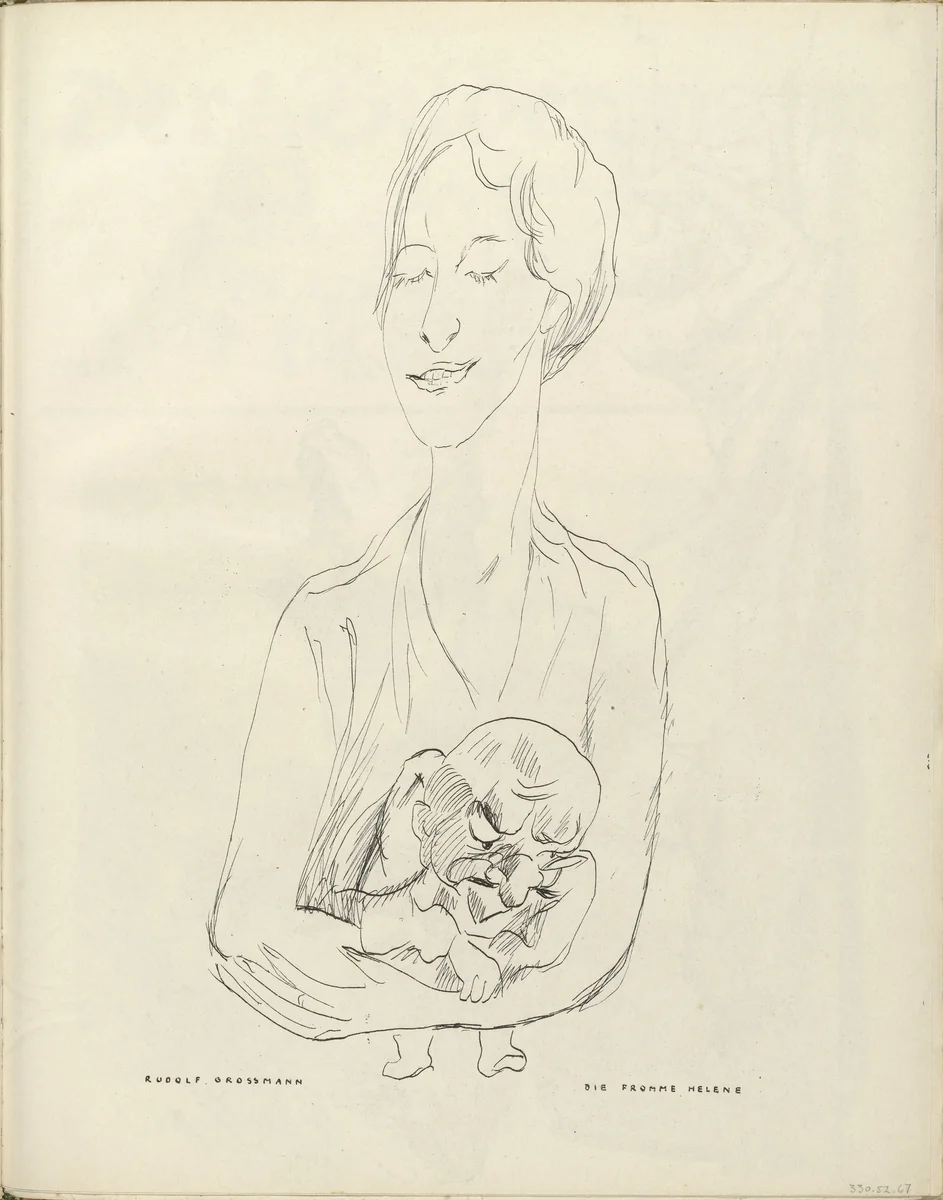 Pious Helene (Die fromme Helene) (plate, folio 35) from the periodical Der Bildermann, vol. 1, no. 17 (Dec 1916) by Rudolf Grossmann, periodical, 1916