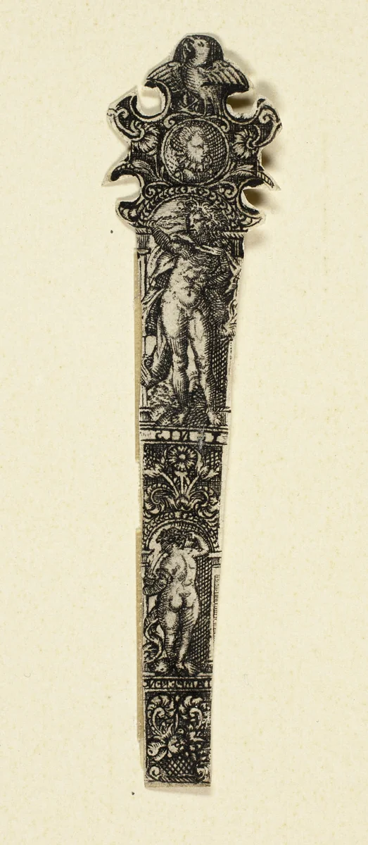 Ornamental Design for Knife Handle with Fire, from The Four Elements by Johann Theodor de Bry, print, 1585-1595