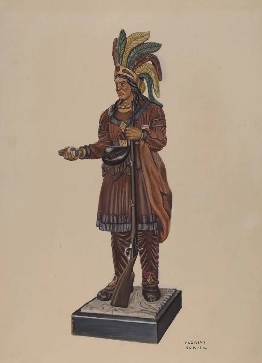 Cigar Store Indian by Florian Rokita, index of american design, 1937