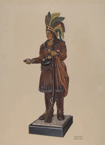 Cigar Store Indian by Florian Rokita, index of american design, 1937