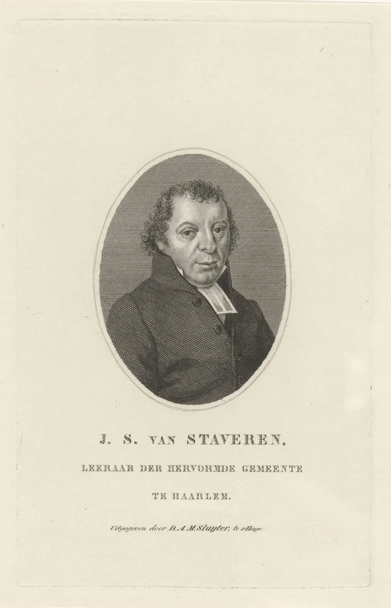 Portret van Johannes Samuel van Staveren by Walraad Nieuwhoff, print, 1815-1837