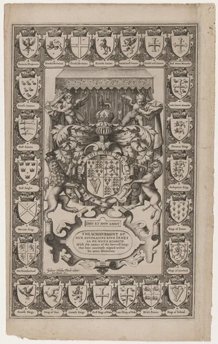 Title Page for the Achievement of our Soveraigne King James by Jodocus Hondius, print, 1611
