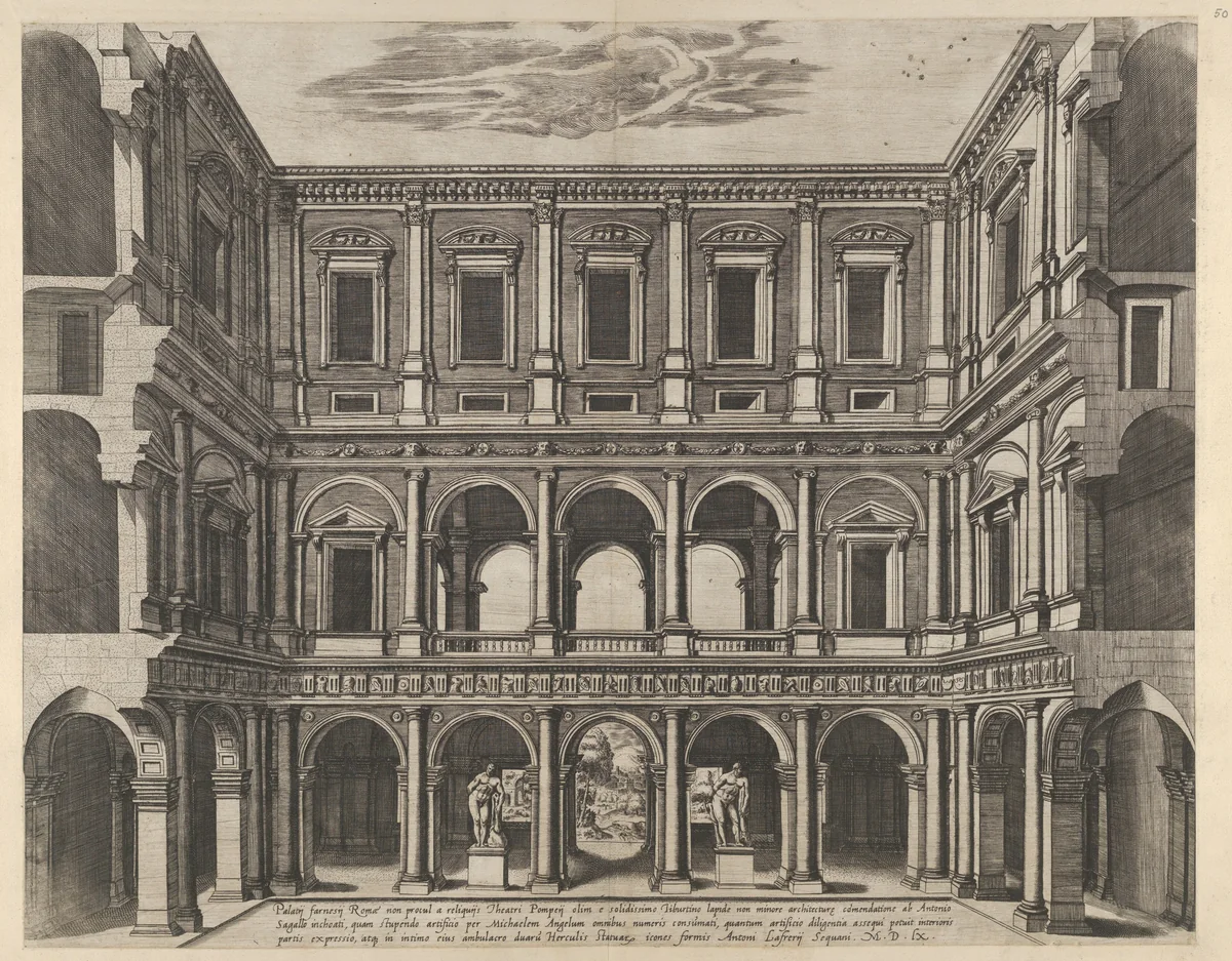 Farnese Palace Interior, from "Speculum Romanae Magnificentiae" by anonymous, print, 1560