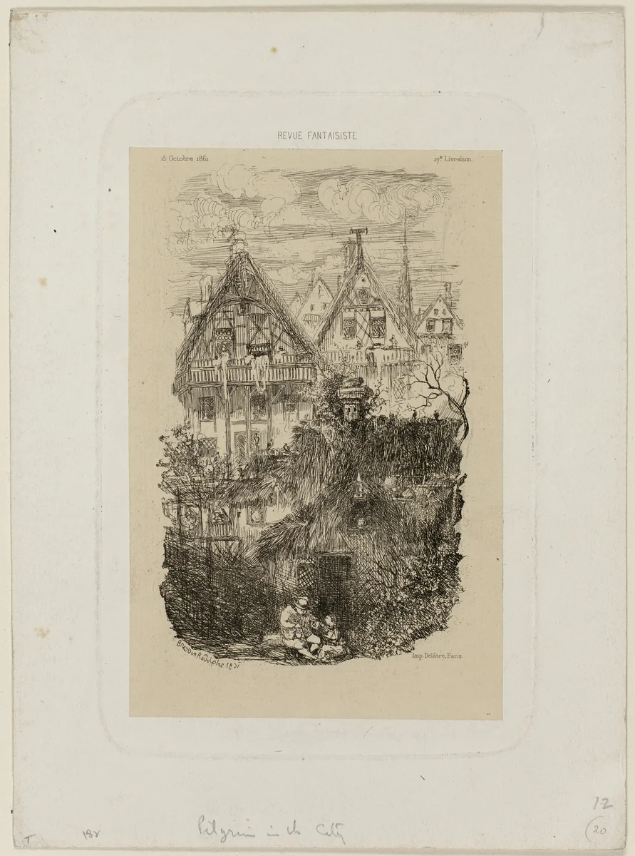 The Neighborhood, from Revue Fantaisiste by Rodolphe Bresdin, print, 1861
