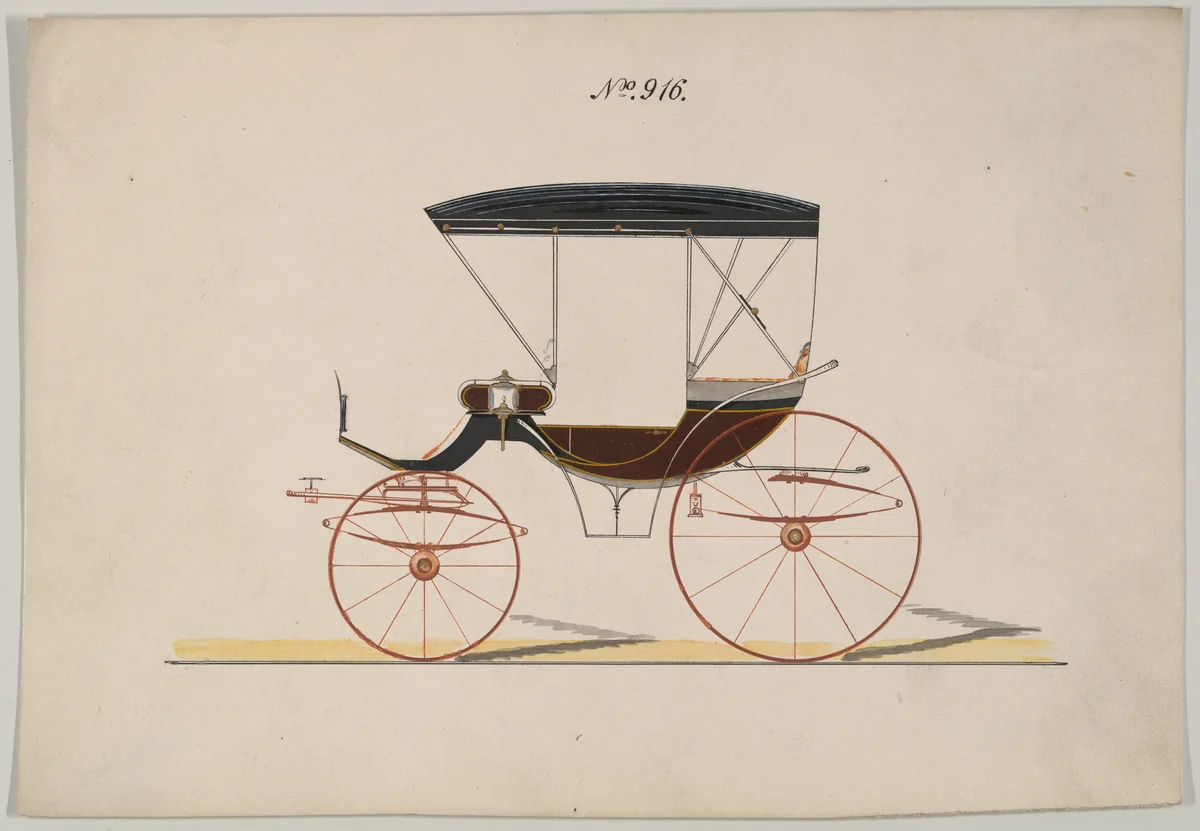 Design for Park Phaeton, no. 916 by Brewster & Co., drawing, 1850-1874