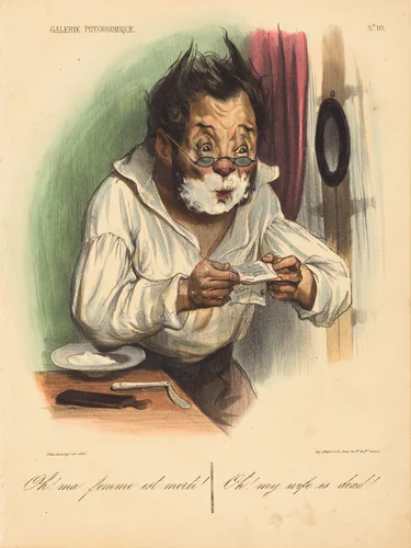 Oh! ma femme est morte! by Honoré Daumier, print, 1836