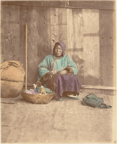 [Chinese Woman Sitting with Basket] by Raimund von Stillfried, photograph, 1870-1879