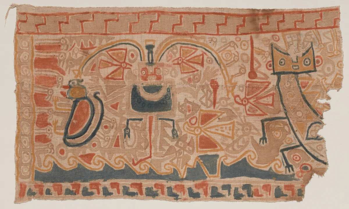 Painted Textile by Chimu Capac, textile, 900-1100