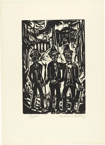 Three Men Strolling (Spaziergänger) from 16 Woodcuts (16 Holzschnitte) by Walter Helbig, print, 1925