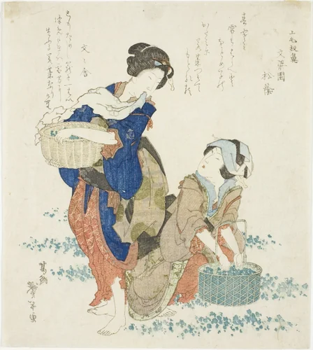 Two women gathering herbs by Katsushika Taito II, print, 1830-1833