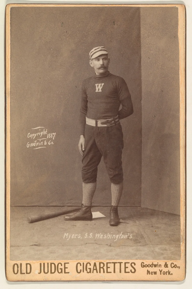 Myers, Shortstop, Washington, from the series Old Judge Cigarettes by Goodwin & Company, photograph, 1887