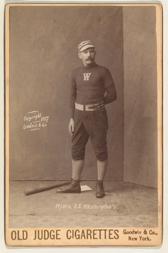 Myers, Shortstop, Washington, from the series Old Judge Cigarettes by Goodwin & Company, photograph, 1887
