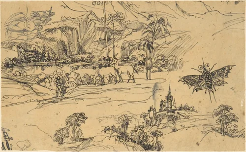 Two Landscapes by Rodolphe Bresdin, drawing, 1822-1885