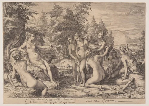 Diana and Callisto by Jan Saenredam, print, 1599