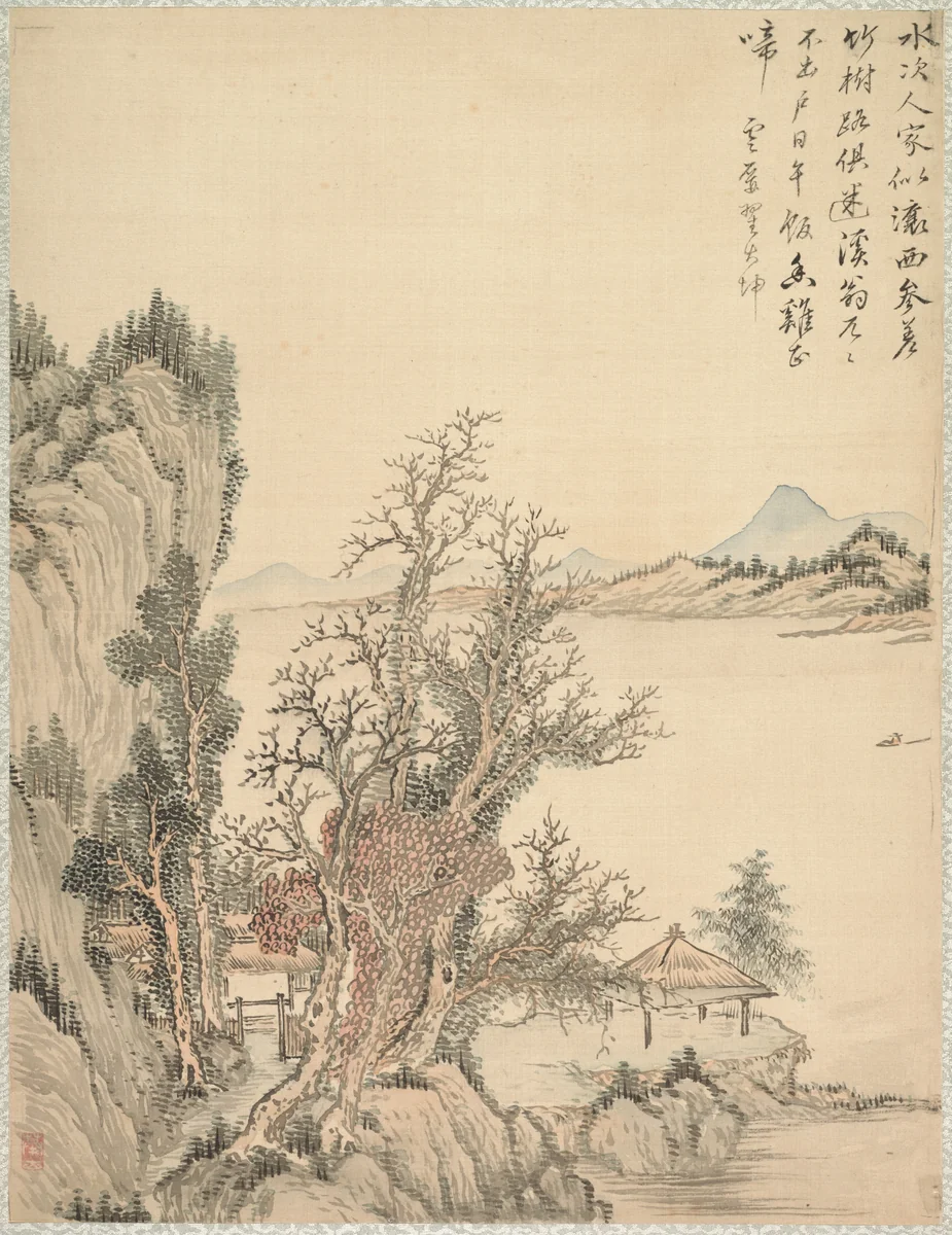 Dwelling by the Shore by Tsubaki Chinzan (椿椿山), other, 1847