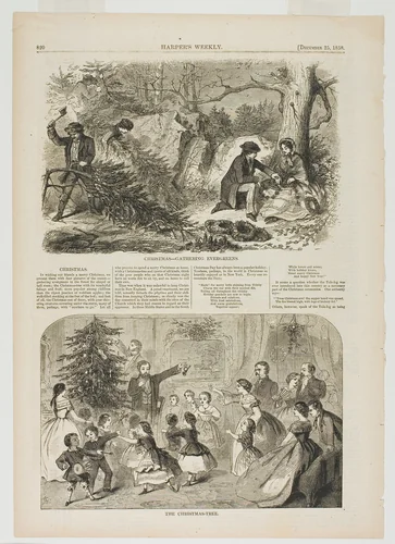 Christmas—Gathering Evergreens and The Christmas-Tree by Winslow Homer, print, 1858