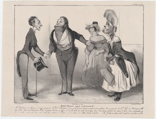 Plate 16: Robert Macaire matrimonial agent, from 'Caricaturana,' published in Les Robert Macaires by Honoré Daumier, print, 1838