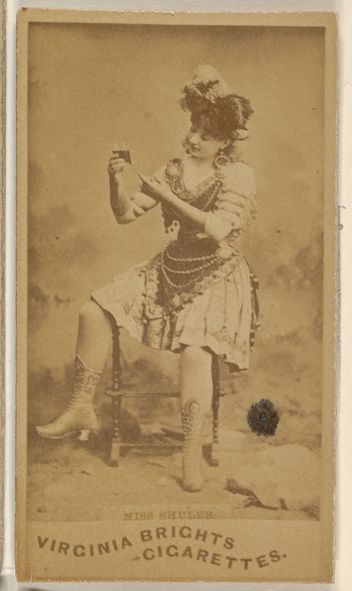Miss Shuler, from the Actors and Actresses series (N45, Type 1) for Virginia Brights Cigarettes by Allen & Ginter, photograph, 1885-1891