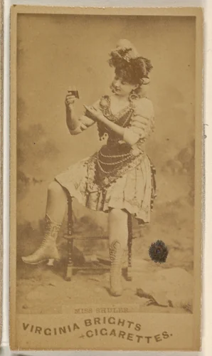 Miss Shuler, from the Actors and Actresses series (N45, Type 1) for Virginia Brights Cigarettes by Allen & Ginter, photograph, 1885-1891