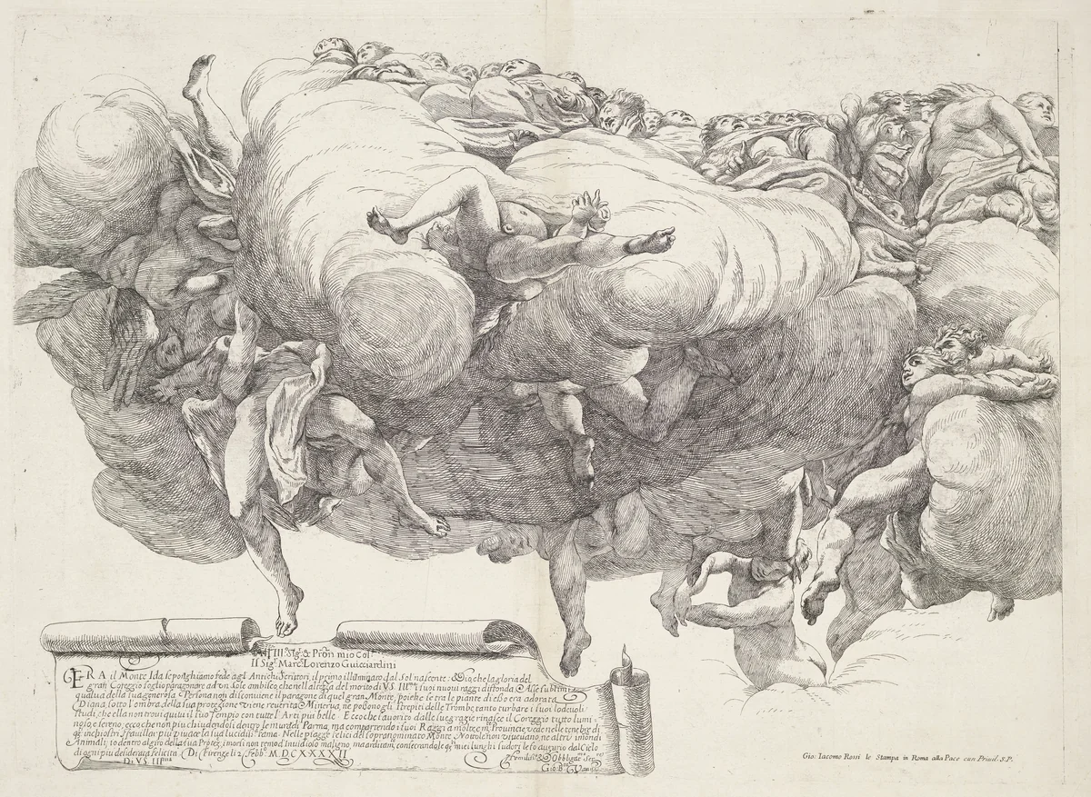 Hemelvaart van Maria (linker deel) by Giovanni Battista Vanni, print, 1642