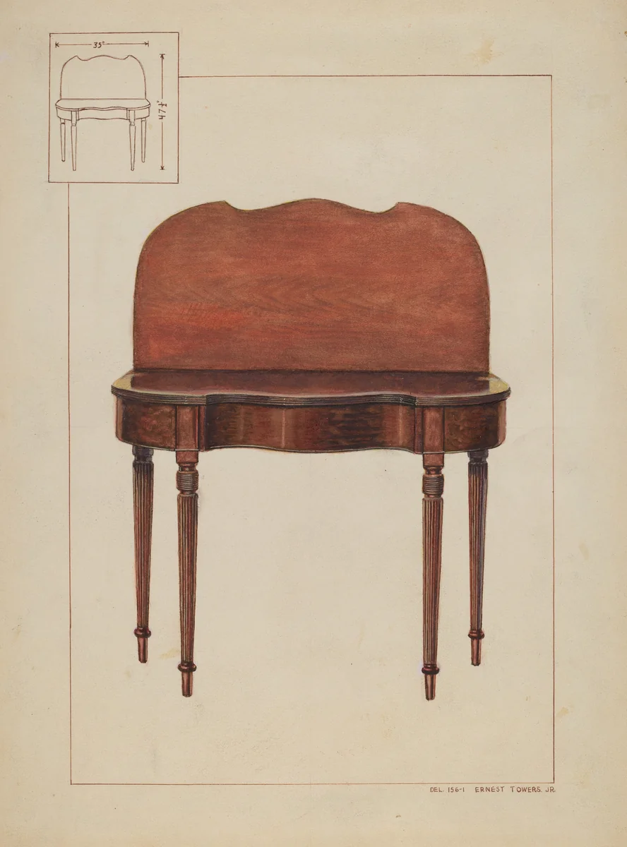Sheraton Wall Table by Ernest A. Towers, Jr., index of american design, 1937