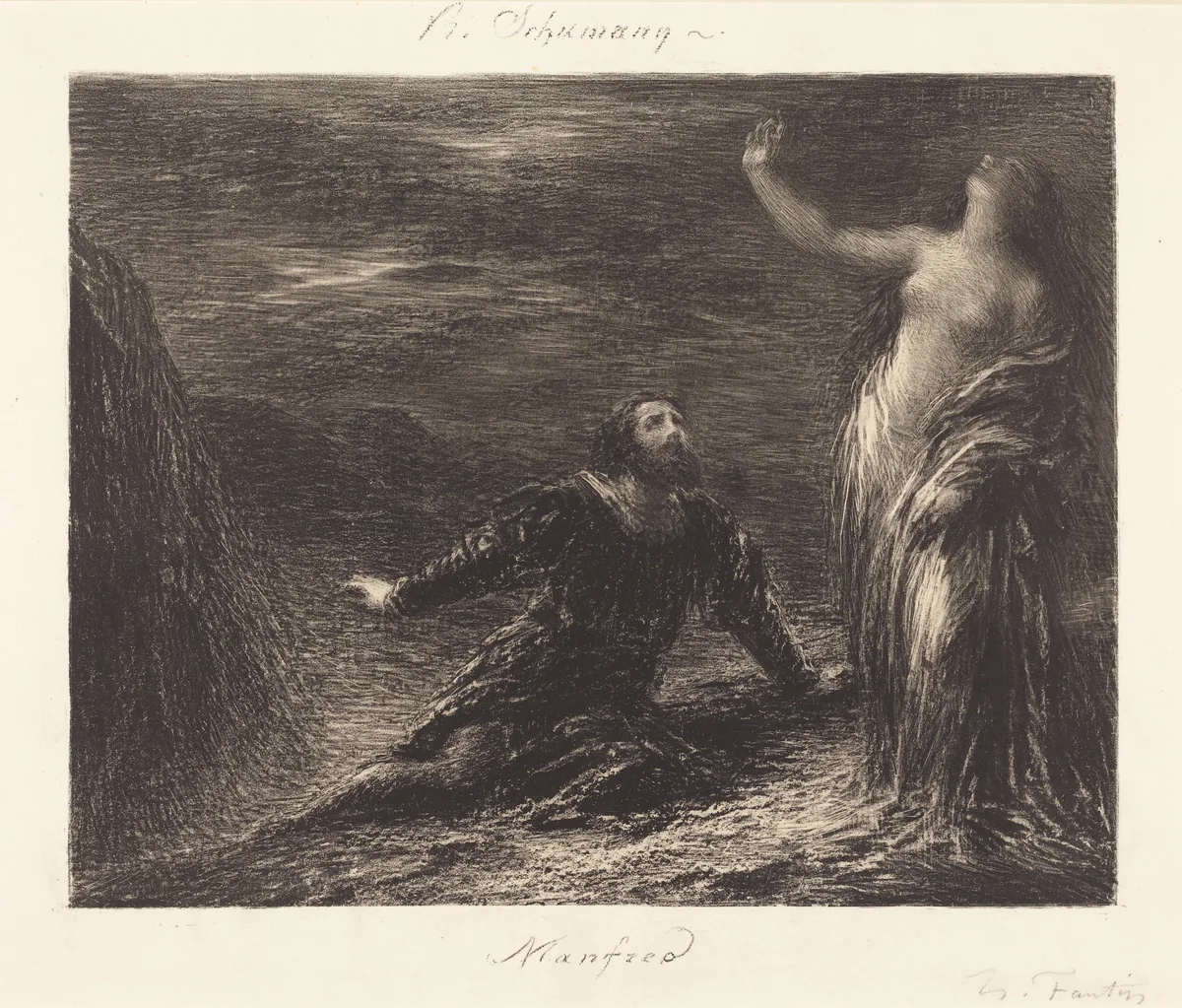 Manfred and Astarte (2nd plate) by Henri Fantin-Latour, print, 1881