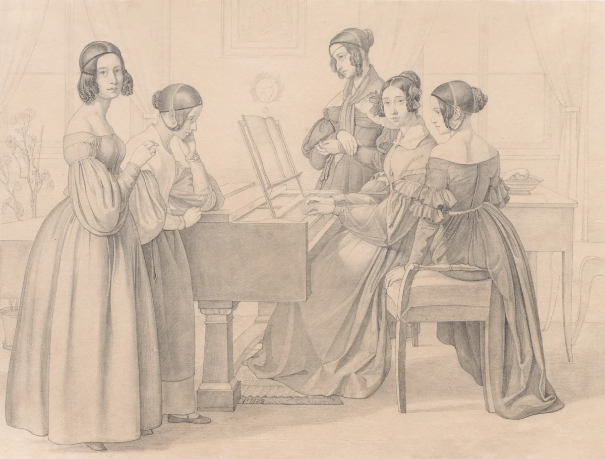 Musicale at the Prellers' by Friedrich Preller, drawing, 1838