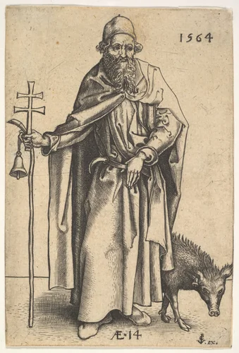 Saint Anthony by Hieronymus Wierix, print, 1564