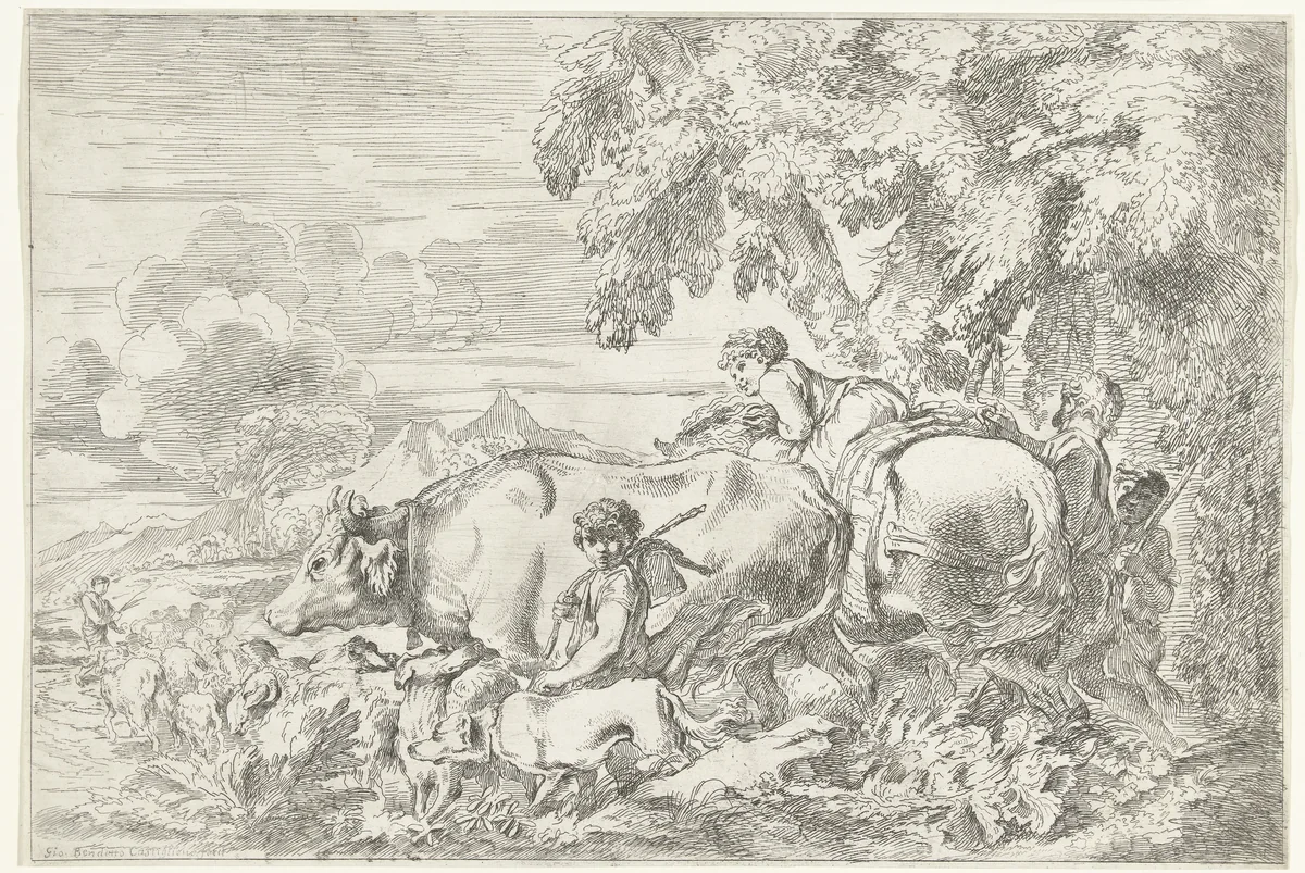 Herders met hun kudde by anonymous, print, 1620-1705