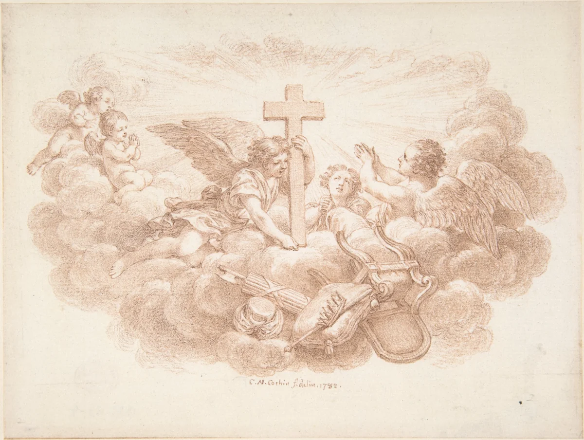 The Cross Triumphant over Worldly Powers by Charles Nicolas Cochin II, drawing, 1782