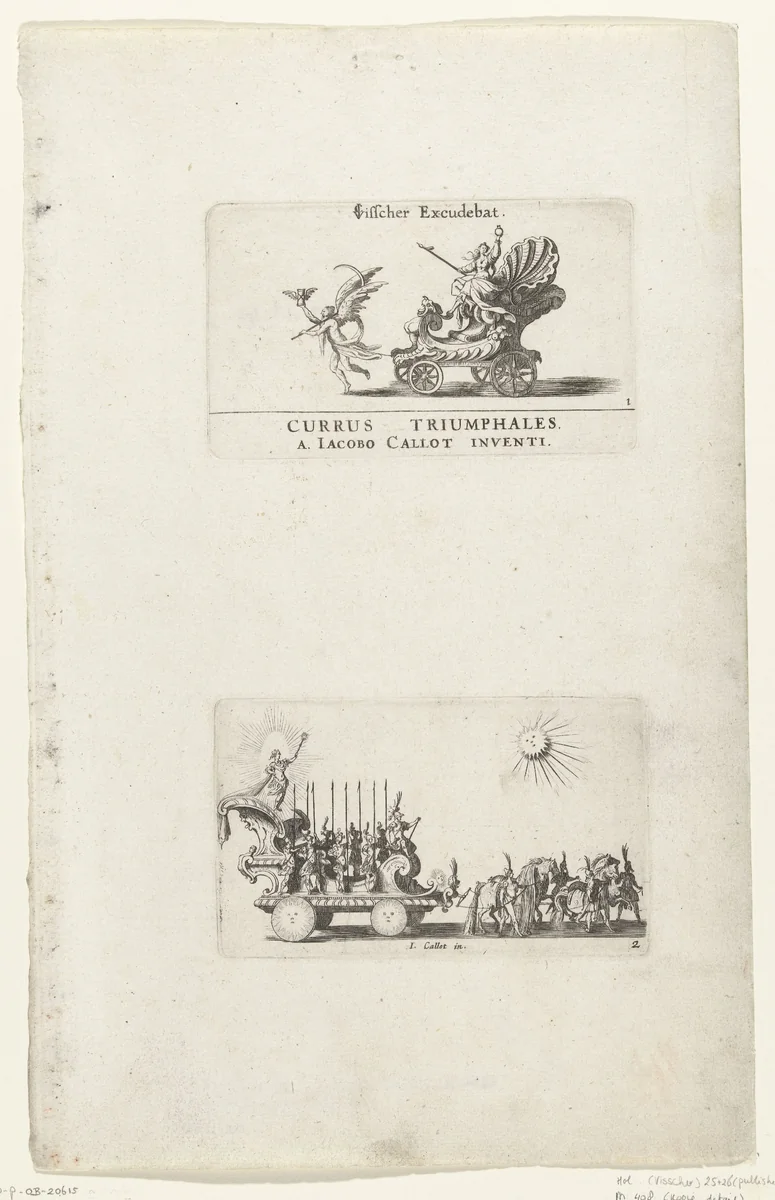 Triomfwagen van de Volharding, Triomfwagen van de Zon by anonymous, print, 1627-1652