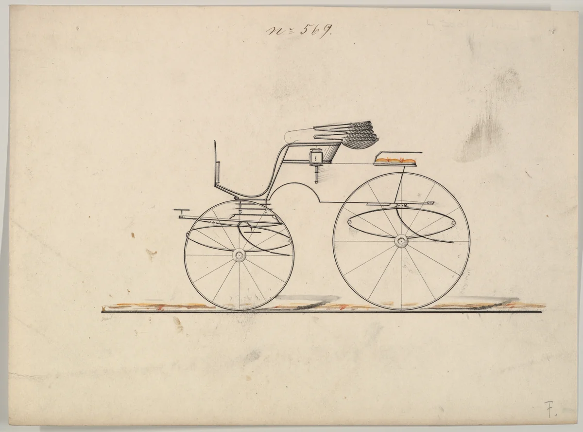 Design for Stanhope Phaeton, no. 569 by Brewster & Co., drawing, 1850-1874