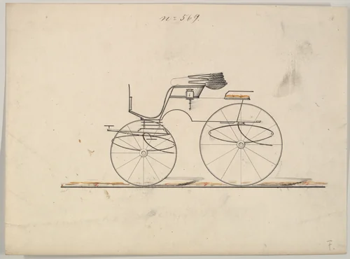 Design for Stanhope Phaeton, no. 569 by Brewster & Co., drawing, 1850-1874