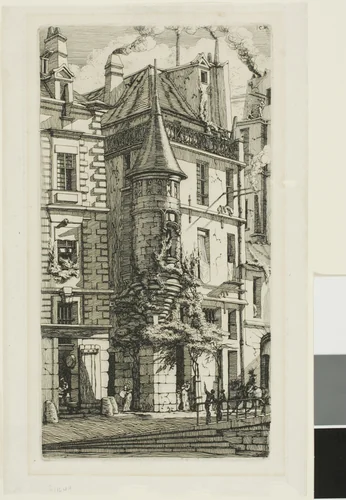 House with a Turret, rue de la Tixéranderie by Charles Meryon, print, 1852