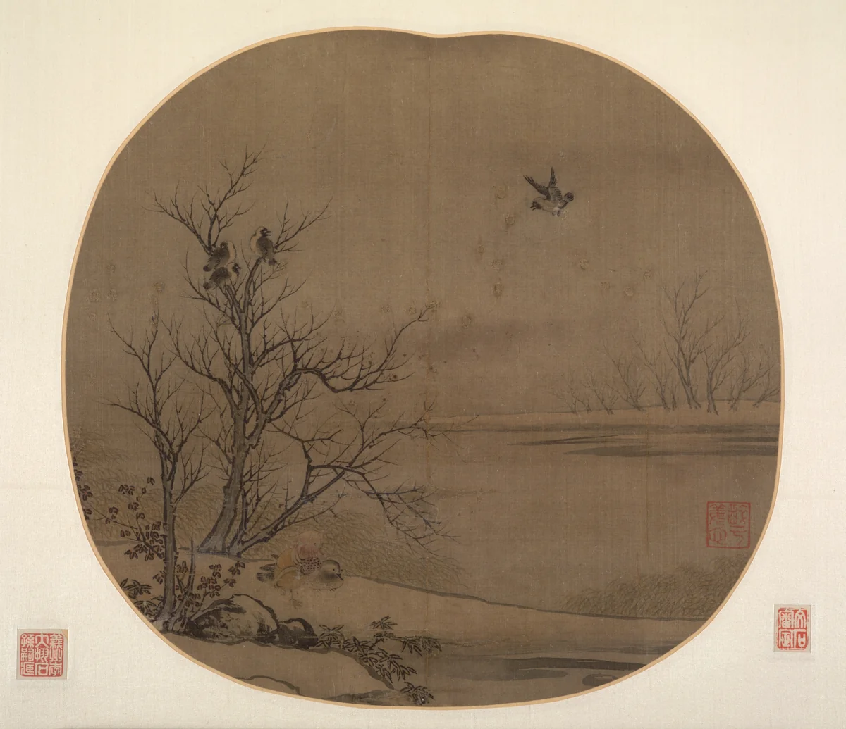 Birds and Ducks on a Snowy Islet by Unknown, painting, 1225-1275