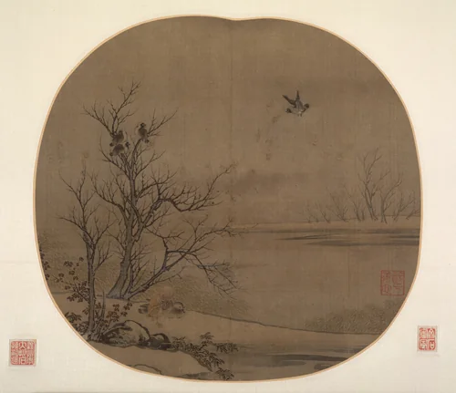 Birds and Ducks on a Snowy Islet by Unknown, painting, 1225-1275