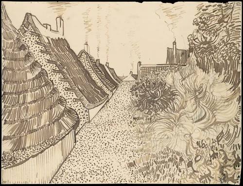 Street in Saintes-Maries-de-la-Mer by Vincent van Gogh, drawing, 1888